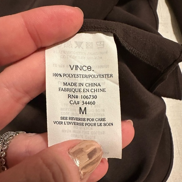 Vince Brown Military Style Collar Sateen Button Down Shirt Medium - Picture 7 of 8